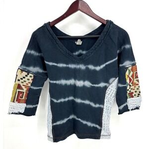 Gimmicks BKE Tie Dye Crochet Sides Top Crop Shirt Boho Festival Size XS